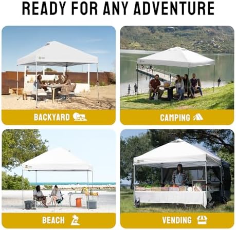 CROWN SHADES 10x10 Pop Up Canopy Tent with One Push Setup, Grid White