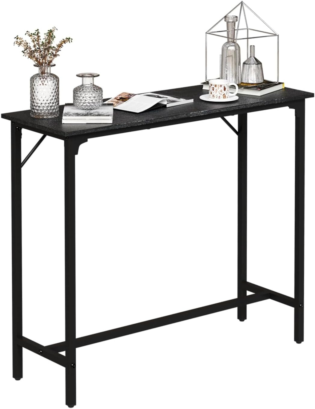VINGLI 43 Inch Bar Table, Rectangular Counter Height Home Pub Table, Black