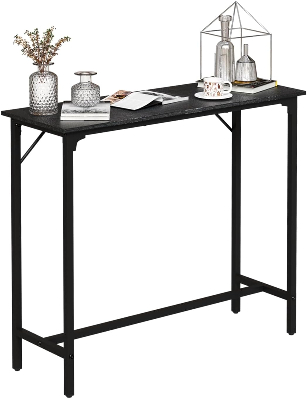 VINGLI 43 Inch Bar Table, Rectangular Counter Height Home Pub Table, Black