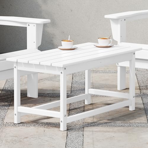 WestinTrends Malibu Outdoor Poly Lumber Coffee Table, 35.25" x 17.5", White