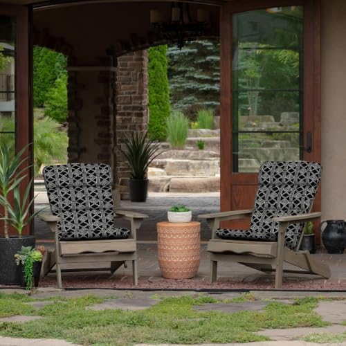 Arden Outdoor Adirondack or Rocking Chair Cushion, 20 x 17, Rain-Proof, Fade Resistant 17 x 20, Black Global Stripe