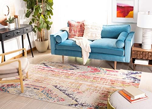 SAFAVIEH Madison Collection Area Rug - 10' x 14', Grey & Orange, Boho Chic Tribal Distressed Design, Non-Shedding & Easy Care, Ideal for High Traffic Areas in Living Room, Bedroom (MAD422G)