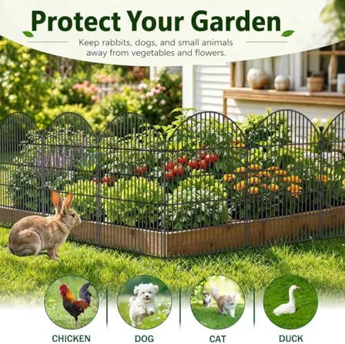No Dig Garden Fence Panels, Dog Fence Outdoor for Yard, 6 Pack