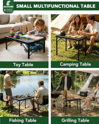 2 Ft Folding Camping Table, Adjustable Height 10.6-22 in, Small Grill Table