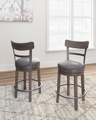 Signature Design by Ashley 1-Piece Swivel Counter Height Bar Stool, Gray