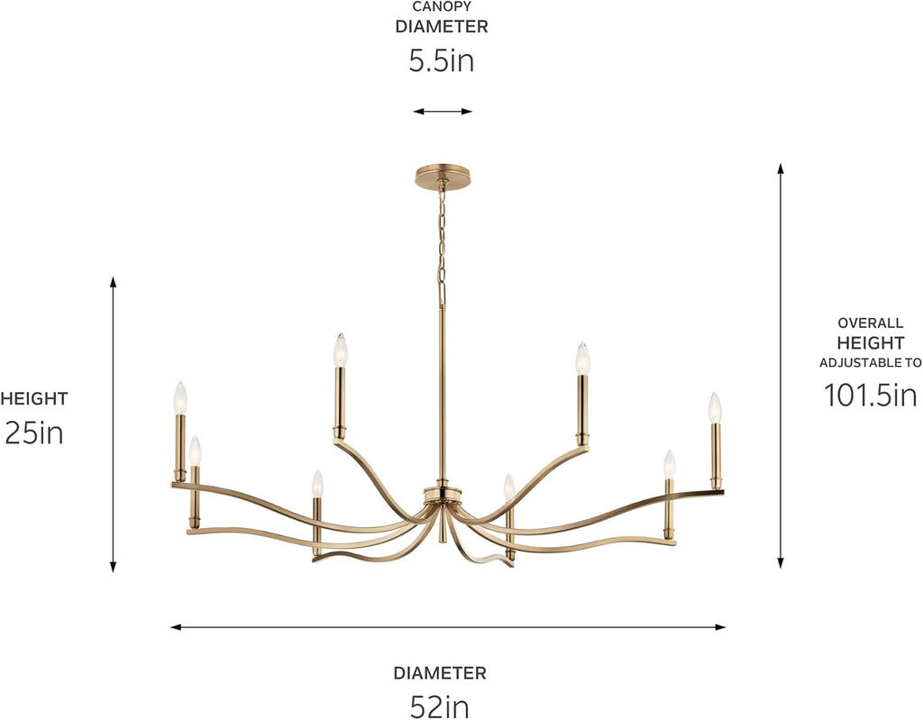 Kichler Malene 8-Light Chandelier, Champagne Bronze