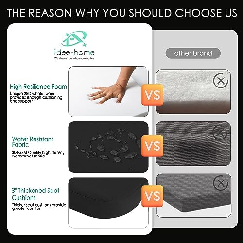 idee-home Outdoor Chair Cushions Set of 2, 17" x 17" D-Shaped