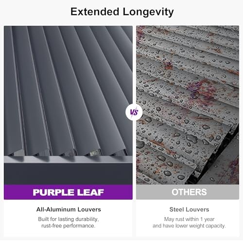 PURPLE LEAF Louvered Pergola 13' x 25' Large Pergola w/Independent Roof