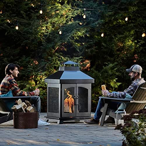Endless Summer 45" Wood Burning Steel Outdoor Fireplace