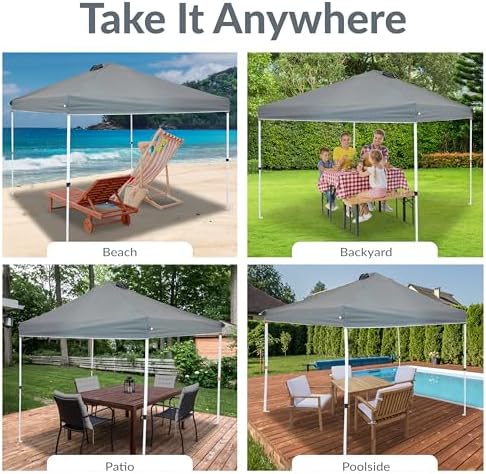 Sunnydaze 10 x 10 Foot Premium Pop-Up Canopy Shade with Vent - Gray