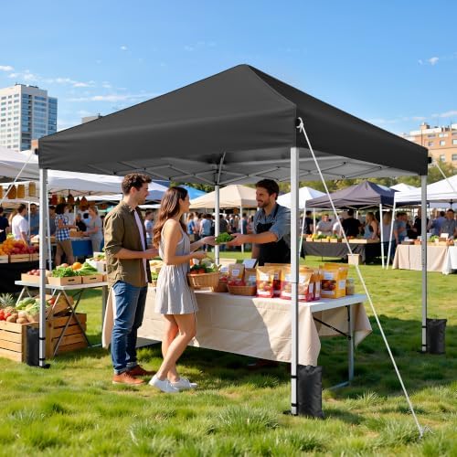 10x10 Pop Up Canopy Tent with One-Push Center Lock,Black