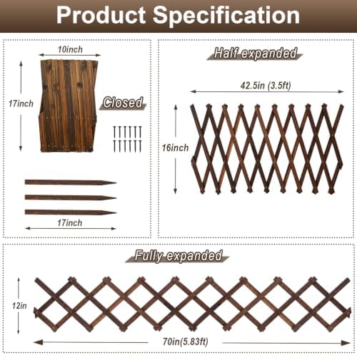 Avalution Decorative Garden Fence Outdoor,Total 12in(H) x 11.6 ft(L) 2 Pack