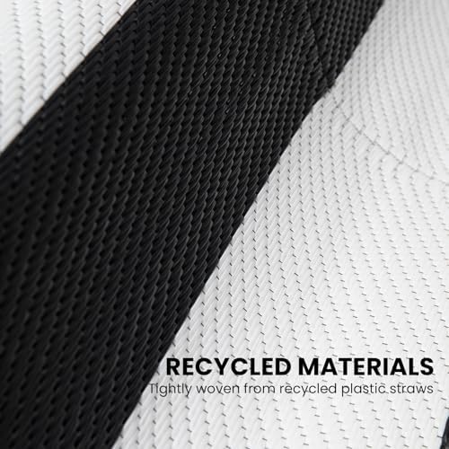 Outdoor Rug 6 x9 ft, Plastic Rug for Patio, Black & White