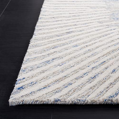 SAFAVIEH Abstract Wool Area Rug 11'x15', Modern Blue & Ivory ABT478M