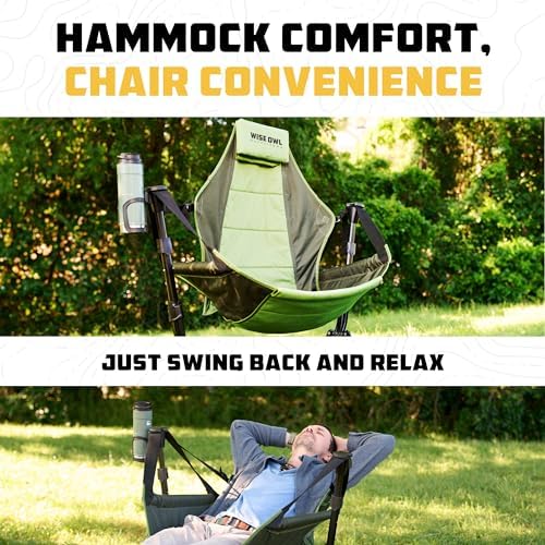 Wise Owl Outfitters Hammock Camping Chair for Adults, Adjustable, Green