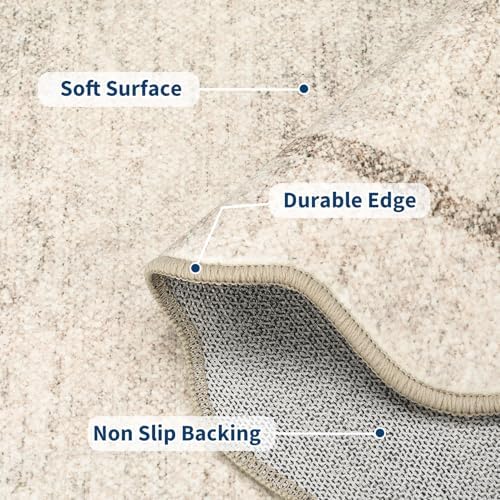 GarveeHome Scalloped Washable Kitchen Runner Rug 2x8 Non Slip Beige