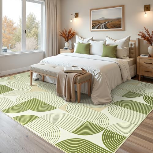 8x10 Area Rugs Washable Living Room Rug - Non-Slip Carpets Modern Rug