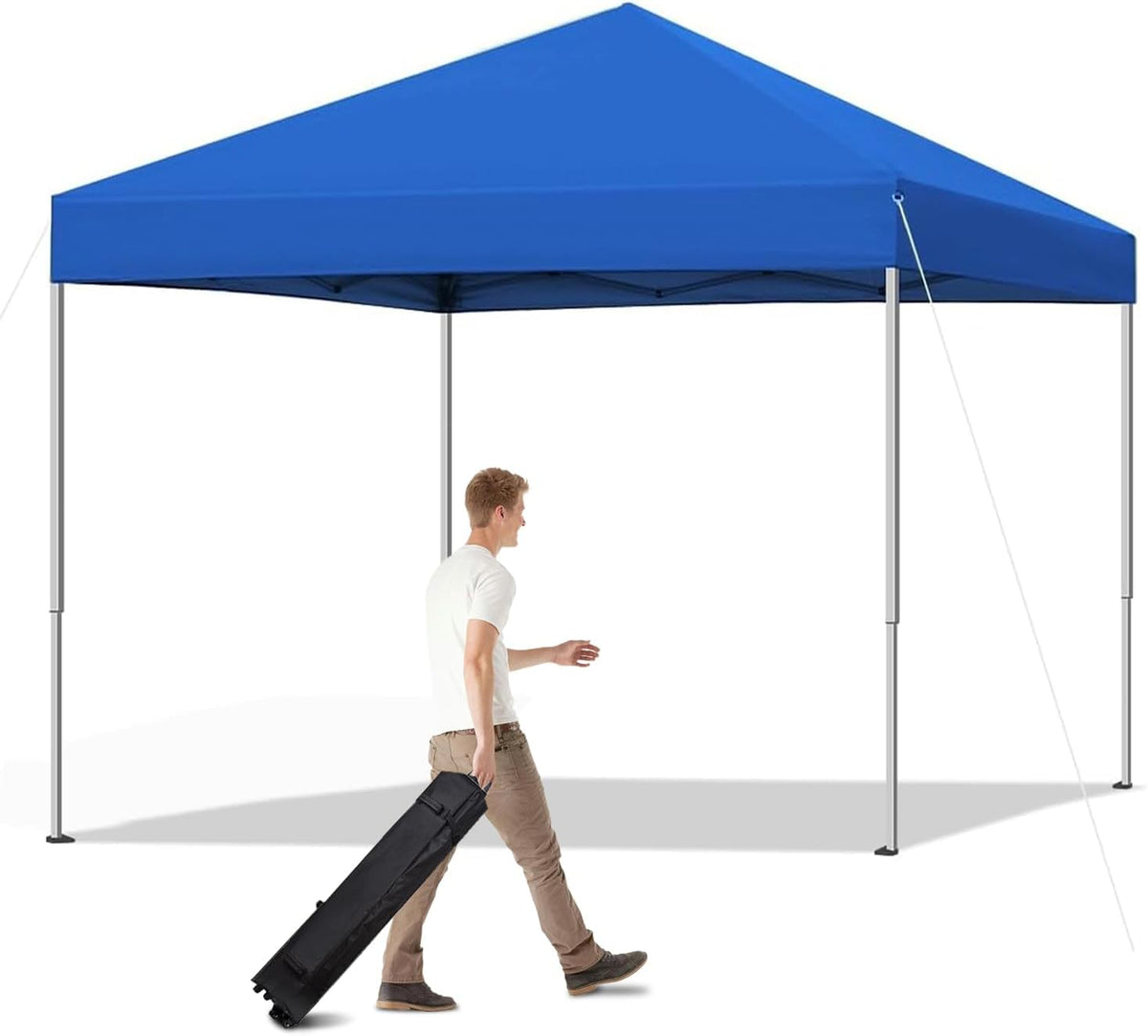 10x10 Pop Up Canopy Tent Instant Canopy for Party Portable Beach Tent Sun Shelter Heavy Duty Steel Frame Canopy with Air Vent, Blue