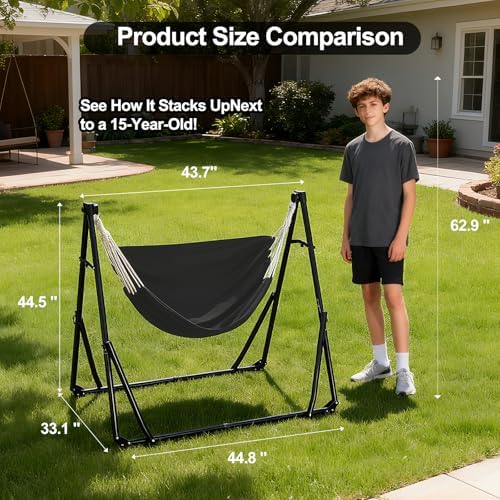 2-in-1 Hammock Chair with Stand, Portable Hammock, Black