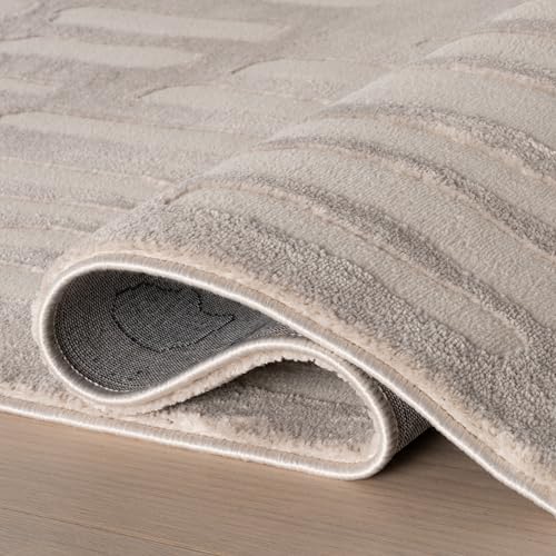 nuLOOM Belen Cream/Grey Geometric Washable Area Rug, 12' x 15'