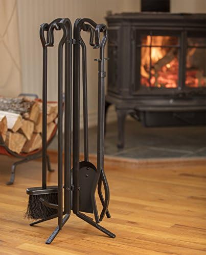 UniFlame 5-Piece Black Wrought Iron Fireplace Tools Set (F-11140)