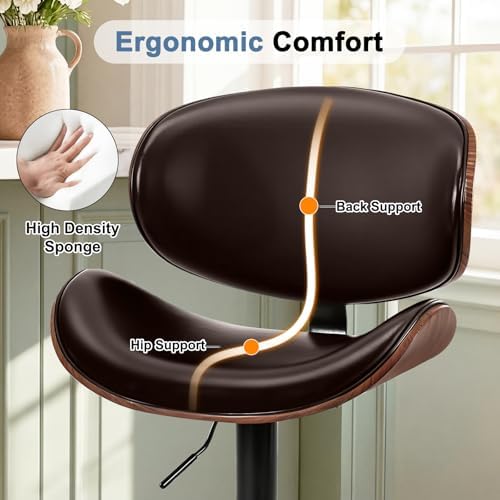 DUMOS Swivel Bar Stools Set of 2, Adjustable Counter Height Bar Chairs