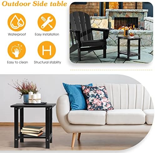 Apolimi Adirondack Outdoor Side Table, 2-Tier Sturdy Patio End Table Weather Resistant, 16.5" Solid Side Table for Patio, Pool, Porch