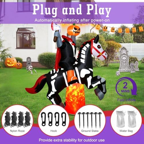 8Ft Halloween Inflatable Headless Horseman Outdoor Blow Up Yard Decorations