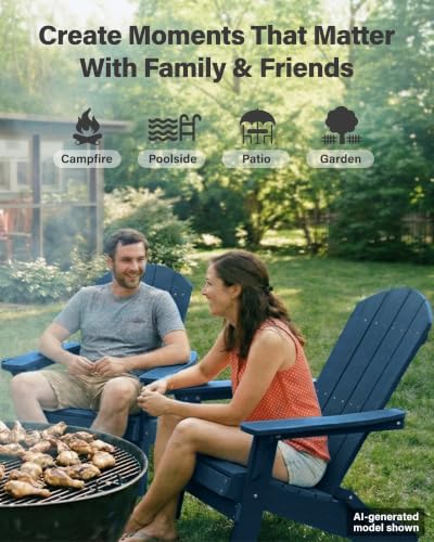 YEFU Oversized Plastic Adirondack Chair - Navy Blue