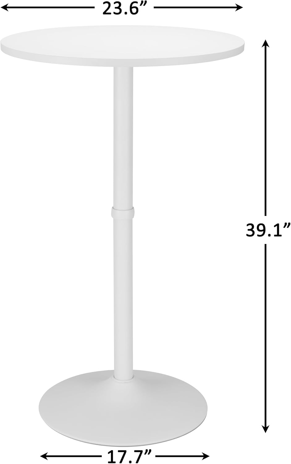 Finnhomy 24'' Round Cocktail Bar Table with Metal Base, Tall Bistro Pub Table, Counter Bar Height Table for Kitchen, Dining Room, Living Room, Easy Assembly, White