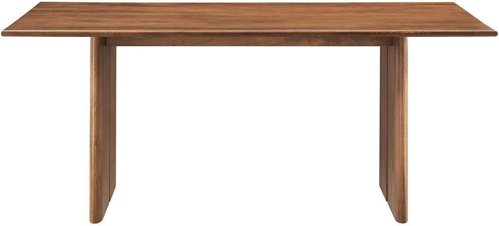 Modway Amistad 72" Solid Wood Modern Farmhouse Rectangular Dining Table in Walnut
