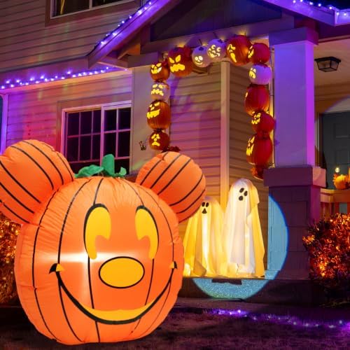 Mouse Theme Inflatable Pumpkin Cute Halloween Blow Up Yard Decorations for Party Garden Lawn Decor