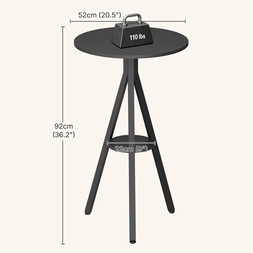 YATINEY Bar Table, 2-Tier Round Pub Table, Counter Height Cocktail Table for Small Spaces, Dining Room, Cafe, Pub, Black BT12BB