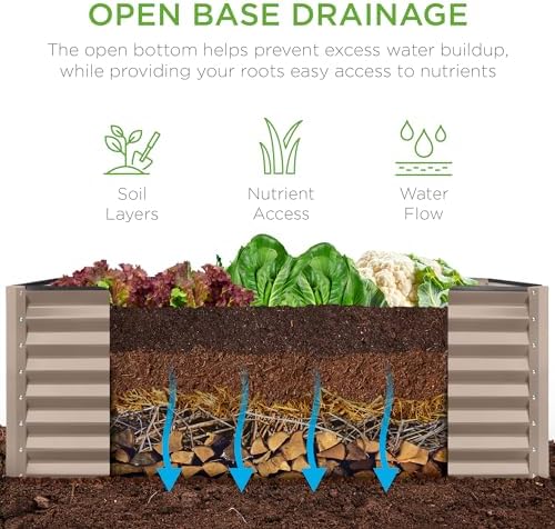 Best Choice Products 4x2x2FT Steel Raised Garden Bed for Outdoor Use, Deep Planter Box for Growing Vegetables, Flowers, Herbs & Plants in Backyard, Patio or Garden - Taupe