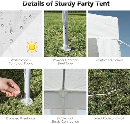 10x30 FT Party Tent, Outdoor Wedding Tents for Parties, Canopy Event Tent Without Removable Sidewalls, Waterproof Gazebo Shelter for Birthday Parties, Weddings, BBQs & Events (10X30FT-0Sides White)
