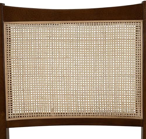 Powell Kasi Brown and Natural Rattan Cane Fully Assembled Foldable Wooden Dining Side Chair