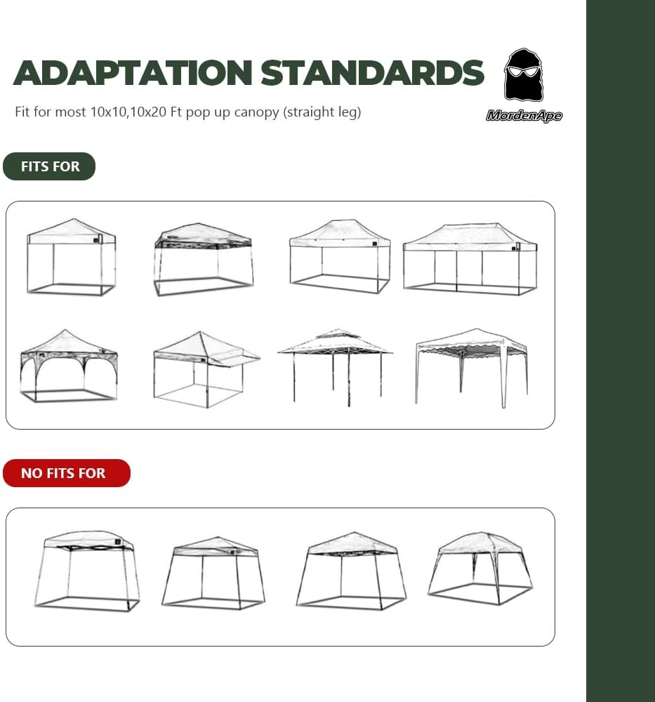 mesh sidewall for 10x10 pop up canopy showing dimensions
