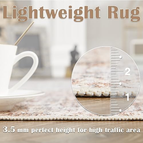 jinchan 5x7 Modern Abstract Washable Non-Slip Area Rug, Taupe