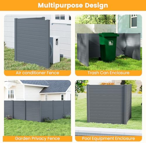 GIANTEX No-Dig Air Conditioner Fence, 2 Panels, 48''W x 48''H, Gray