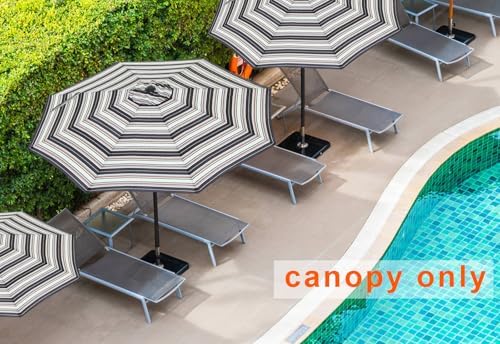 MASTERCANOPY 10ft Replacement Canopy for 8 Ribs - Black & Red stripes