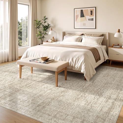 8x10 Area Rugs for Living Room,Large Washable Rug,Beige