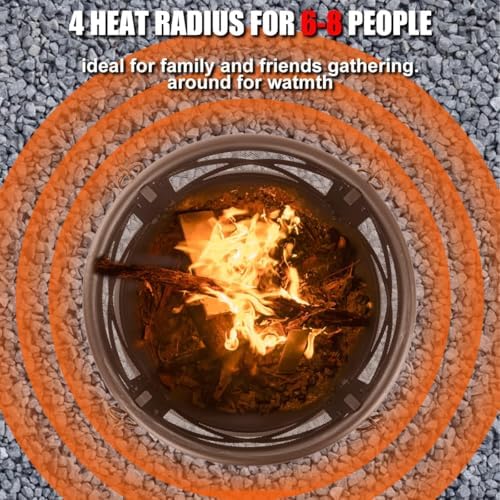 Breezz Round Wood-Burning Fire Pit with Grill, 26 in