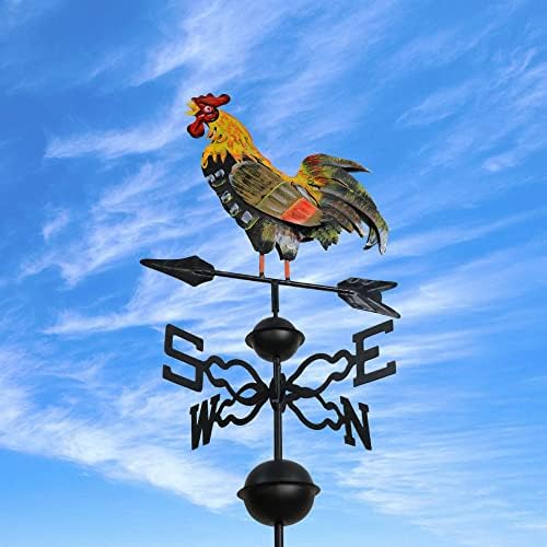 48 in. Metal Weather Vane for Garden Decor Farmhouse Decorative with Rooster Ornament Wind Vane Weathervanes