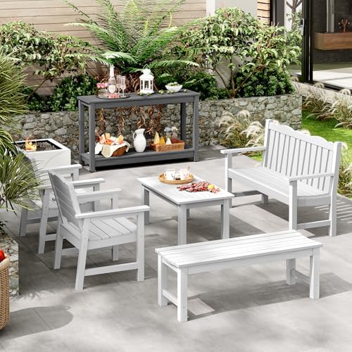 Outdoor Console Table, 48" Weather Resistant HIPS Patio Side Table