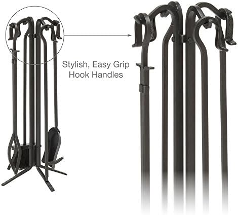 UniFlame 5-Piece Black Wrought Iron Fireplace Tools Set (F-11140)