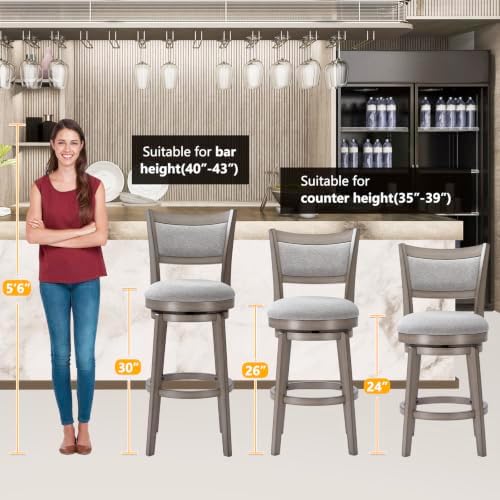 PrimeZone Swivel Bar Stools Set of 2, 30" Bar Height Barstools