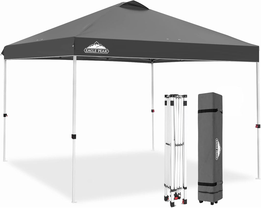 EAGLE PEAK 10x10 Pop Up Canopy Tent Easy Up Canopy Outdoor, Gray
