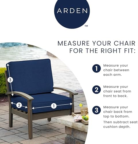 Arden Outdoor Tufted Wicker Chair Cushion, 2-Pack, 20x18, Blue Damask