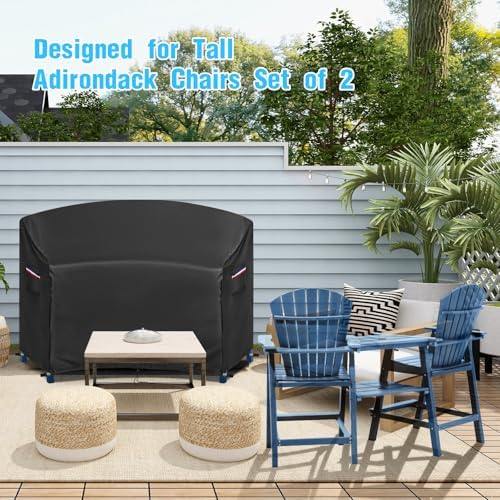 420D Waterproof Adirondack Chair Cover 81"W x 30"D x 49"H Black