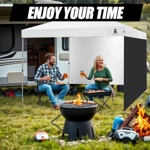 10x10 Pop Up Canopy Tent Sidewalls - Straight Leg Compatible, 300D Waterproof Polyester with 99% UV Protection, 3 Piece Black Wall Set